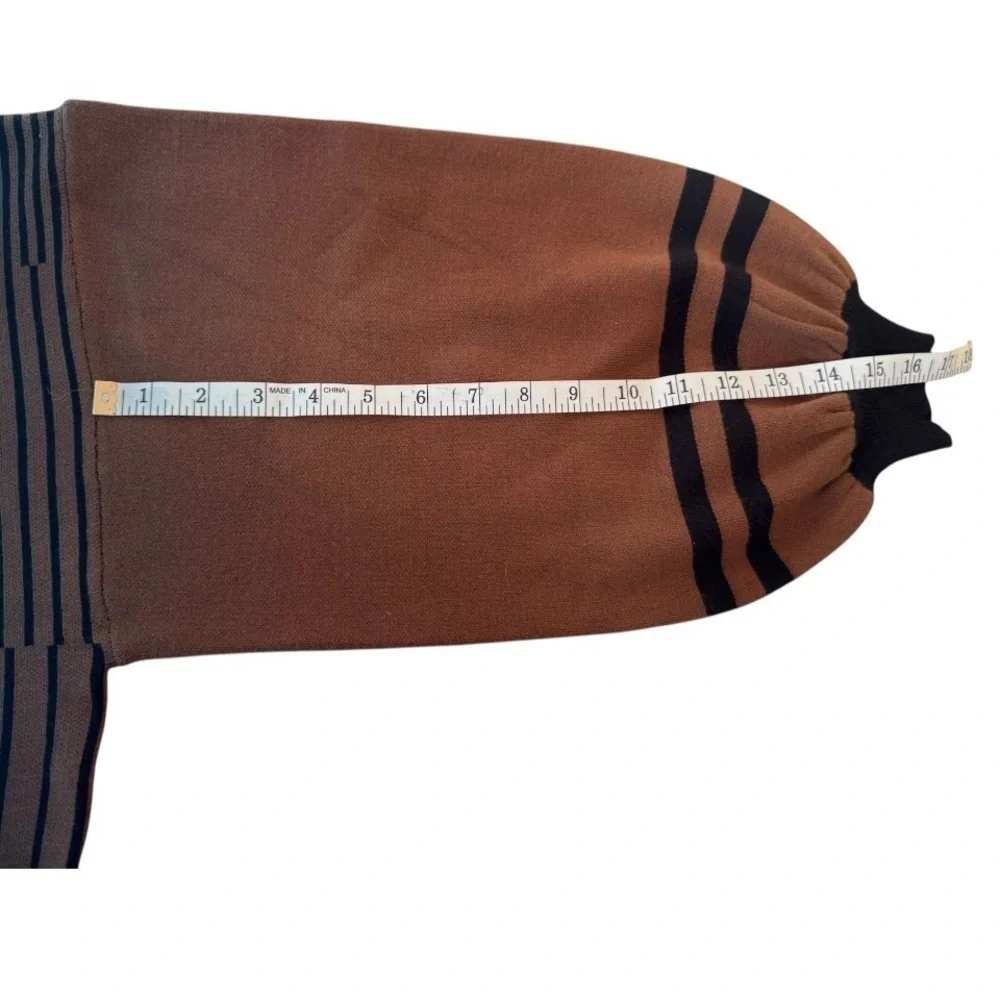 PHILOSOPHY boxy cropped striped crew neck sweater - brown & black - women medium